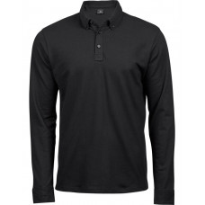 Black Men's Fashion Long Sleeve Luxury Stretch Polo