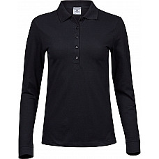 Black Ladies' Luxury Long Sleeve Stretch Polo