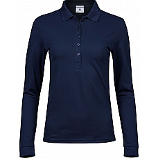 Navy Ladies' Luxury Long Sleeve Stretch Polo