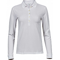 White Ladies' Luxury Long Sleeve Stretch Polo