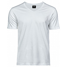 White Men's Luxury V-Neck Tee