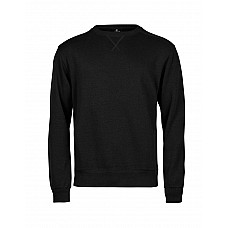 Black Ribbed Interlock Crewneck