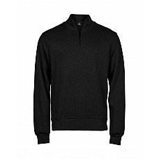 Black  Ribbed Interlock Half Zip