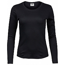 Black Ladies' Long Sleeve Interlock Tee