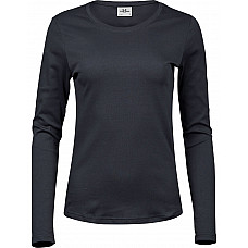 Dark Grey Ladies' Long Sleeve Interlock Tee