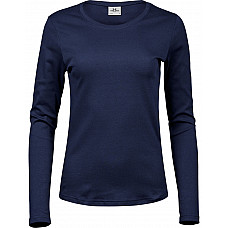 Navy Ladies' Long Sleeve Interlock Tee