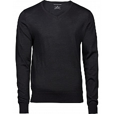 Black Men's V Neck Knitted Sweater