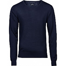 Navy Men's V Neck Knitted Sweater