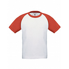 White/Red Kids Short Sleeve Baseball Tee