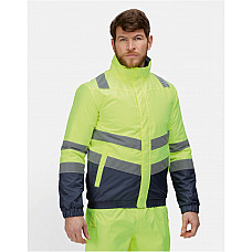 Hi-Vis Yellow/Navy Pro Hi Vis Bomber Jacket