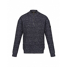 Navy Marl Soloman Zip Neck Knitted Pullover