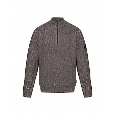 Dark Grey Marl Soloman Zip Neck Knitted Pullover