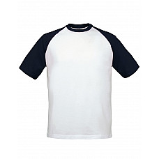 White/Navy Mens Short Sleeve Baseball Tee