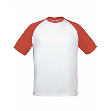 White/Red Mens Short Sleeve Baseball Tee