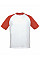 White/Red Mens Short Sleeve Baseball Tee