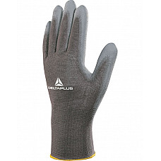 Grey Polyester Knitted Gloves- PU Palm