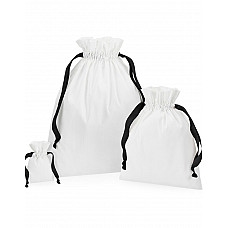 Soft White/ Black Cotton Bag with Ribbon Cord