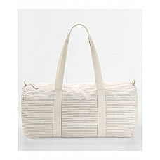 Grey Stripe Striped Organic Cotton Barrel Bag