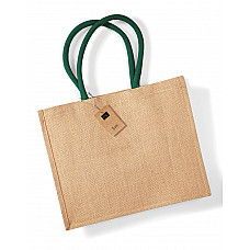 Natural/Forest Green Jute Classic Shopper