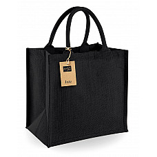 Black/Black Jute Midi Tote