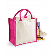 Fuchsia Printers' Midi Jute bag