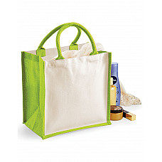 Apple Green Printers' Midi Jute bag