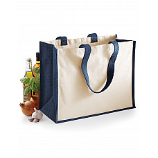 Navy Printers' Jute Classic Shopper