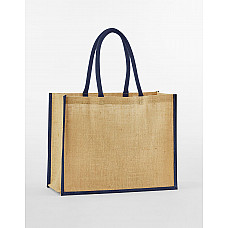 Natural/Navy Natural Starched Jute Classic Shopper