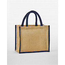 Natural/Navy Natural Starched Jute Midi Tote