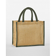 Natural/Olive Green Natural Starched Jute Midi Tote