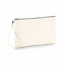 Natural/ Light Grey Canvas Wristlet Pouch