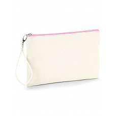 Natural/ Pink Canvas Wristlet Pouch