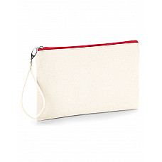 Natural/Red Canvas Wristlet Pouch