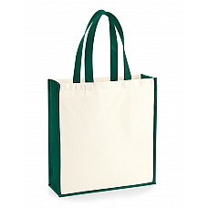 Natural/Bottle Green Gallery Canvas Tote