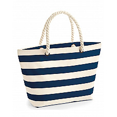 Natural/Navy Nautical Beach Bag