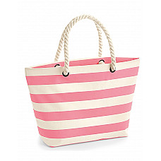 Natural/ Pink Nautical Beach Bag