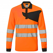 PW220 Orange/Black PW2 Hi-Vis Polo Shirt L/S