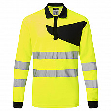 PW220 Yellow/Black PW2 Hi-Vis Polo Shirt L/S