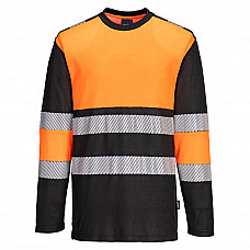 PW312 Orange/Black PW3 Hi-Vis Cotton Comfort Class 1 T-Shirt L/S