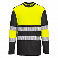 PW312 Yellow/Black PW3 Hi-Vis Cotton Comfort Class 1 T-Shirt L/S