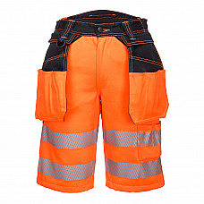 PW343 Orange/Black PW3 Hi-Vis Holster Pocket Shorts