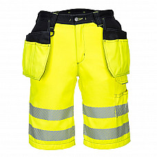 PW343 Yellow/Black PW3 Hi-Vis Holster Pocket Shorts