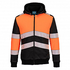 PW377 Orange/Black PW3 Zipped Class 1 Winter Hoodie