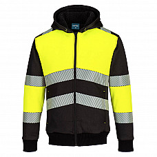 PW377 Yellow/Black PW3 Zipped Class 1 Winter Hoodie