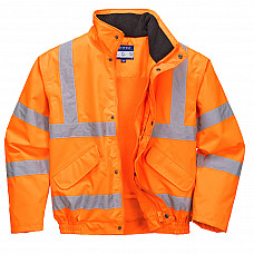 RT62 Orange Hi-Vis Breathable Rain Bomber Jacket