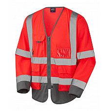 WRAFTON ISO 20471 Cl 3 Superior Sleeved Waistcoat HV RED/GREY