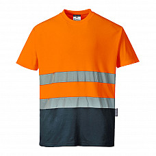 S173 Orange/Navy Hi-Vis Cotton Comfort Contrast T-Shirt S/S