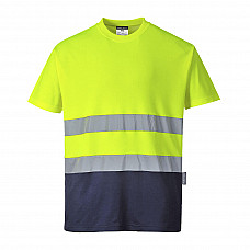 S173 Yellow/Navy Hi-Vis Cotton Comfort Contrast T-Shirt S/S