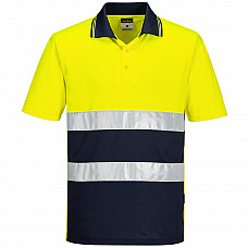 S175 Yellow/Navy Hi-Vis Lightweight Contrast Polo Shirt S/S