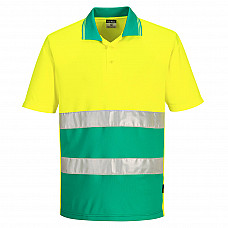 S175 Yellow/Teal Hi-Vis Lightweight Contrast Polo Shirt S/S